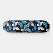 Skateboard Motif sans couleur foncée avec papillons bleus Mor (Horz)