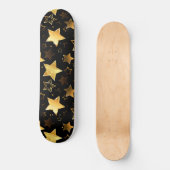 Skateboard Motif sans couture avec étoiles d'or (Recto)