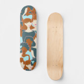 Skateboard Motif sans couture avec filles noires et blanches (Recto)