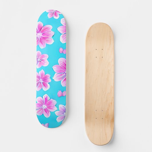 Skateboard Motif simple bleu et rose (Recto)