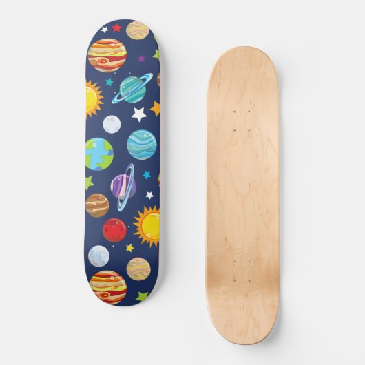 Skateboard Motif spatial, Planètes, Étoiles, Cosmos, Galaxie (Recto)