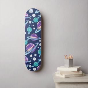 Skateboard Motif spatial, Planètes, Étoiles, Galaxie, Cosmos
