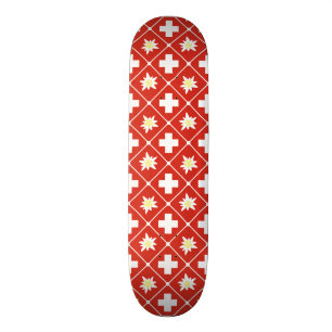 Skateboard motif Suisse Edelweiss