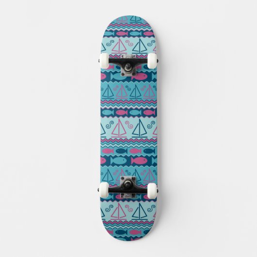Skateboard Motif superbe de poissons et de voilier (Recto)