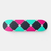 Skateboard Motif Synthwave Cyberpunk Fuchsia Turquoise (Horz)
