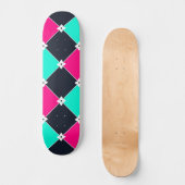 Skateboard Motif Synthwave Cyberpunk Fuchsia Turquoise (Recto)