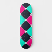 Skateboard Motif Synthwave Cyberpunk Fuchsia Turquoise (Recto)
