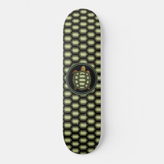 Skateboard Motif tortue et coquille en vert et noir (Recto)