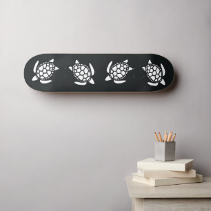 Skateboard Motif Tortues de mer noir et blanc