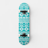 Skateboard Motif tribal aztèque grunge turquoise (Recto)