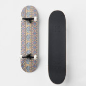 Skateboard Motif tribal d'éléphant ethnique bleu (Recto)
