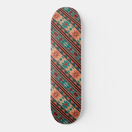 Skateboard Motif Tribal Sud-Ouest Turquoise Terracotta (Recto)