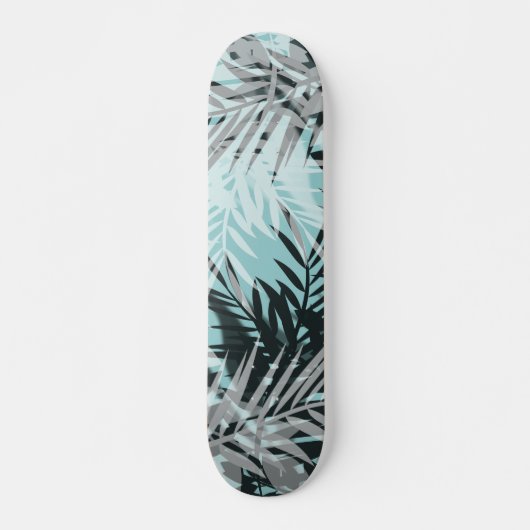 Skateboard Motif tropical bleu clair (Devant)