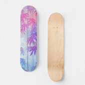 Skateboard Motif tropical de palmier d'aquarelle rose (Recto)