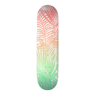 Skateboard Motif tropical de palmiers de turquoise de corail