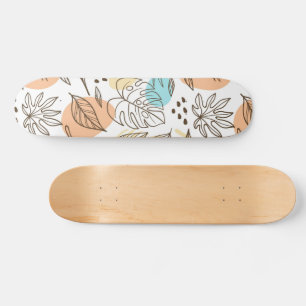 Skateboard Motif tropical d'été dessiné à la main
