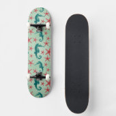 Skateboard Motif turquoise 2 d'hippocampe (Recto)