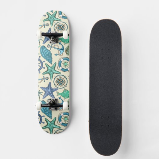 Skateboard Motif turquoise d'animaux de mer (Recto)