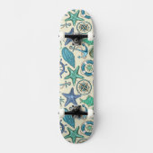 Skateboard Motif turquoise d'animaux de mer (Recto)