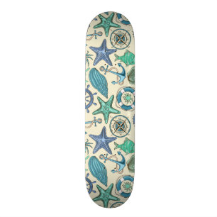 Skateboard Motif turquoise d'animaux de mer