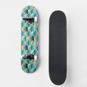 Skateboard Motif turquoise et orange de formes (Recto)