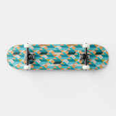 Skateboard Motif turquoise et orange de formes (Horz)