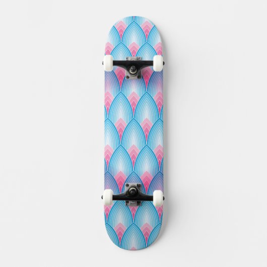 Skateboard Motif turquoise et rose de pétale (Recto)
