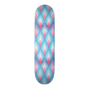 Skateboard Motif turquoise et rose de pétale