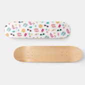 Skateboard Motif turquoise rose de plage d'été (Horz)
