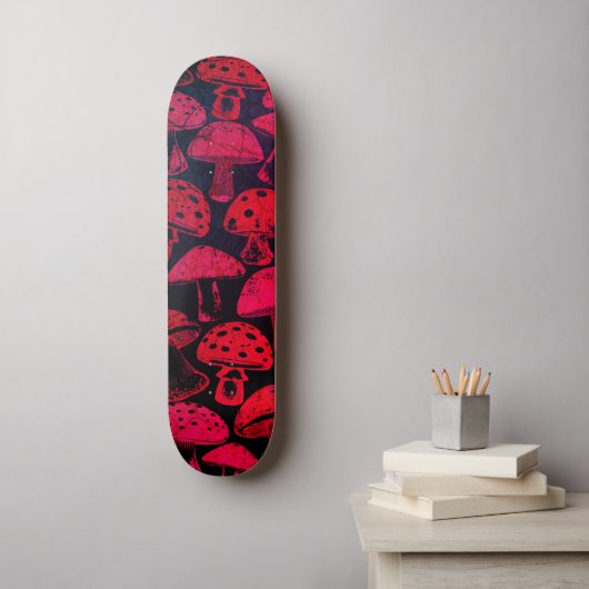 Skateboard Motif vibrant des champignons rouges (Art mural)