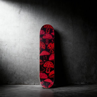 Skateboard Motif vibrant des champignons rouges