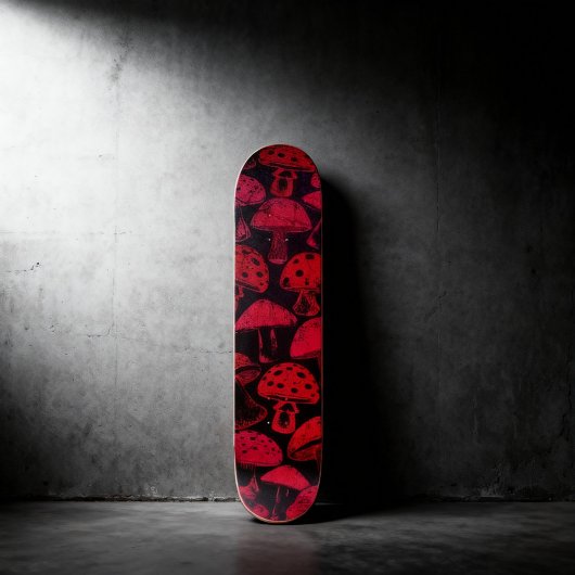 Skateboard Motif vibrant des champignons rouges