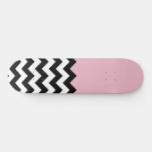 Skateboard Motif Zigzag noir et blanc, Chevron, rose (Horz)