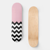 Skateboard Motif Zigzag noir et blanc, Chevron, rose (Recto)