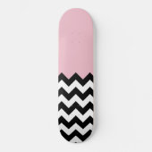 Skateboard Motif Zigzag noir et blanc, Chevron, rose (Recto)