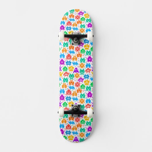Skateboard Motifs de monstres pixelisés colorés mignons (Recto)