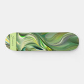 Skateboard motifs de vagues verts abstraits (Horz)