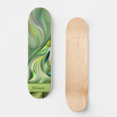 Skateboard motifs de vagues verts abstraits (Recto)