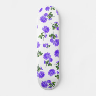 Skateboard Motifs floraux : fleurs pourpres sur le blanc