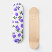 Skateboard Motifs floraux : fleurs violettes sur blanc (Recto)