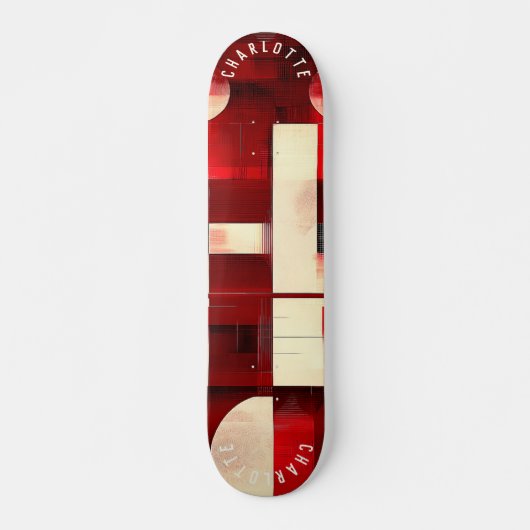 Skateboard Motifs minimalistes géométriques rouges abstraits (Devant)