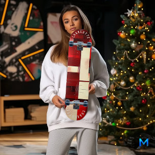 Skateboard Motifs minimalistes géométriques rouges abstraits