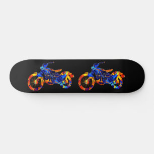 SKATEBOARD MOTORCYCLE NEON ABSTRAIT COLORÉ