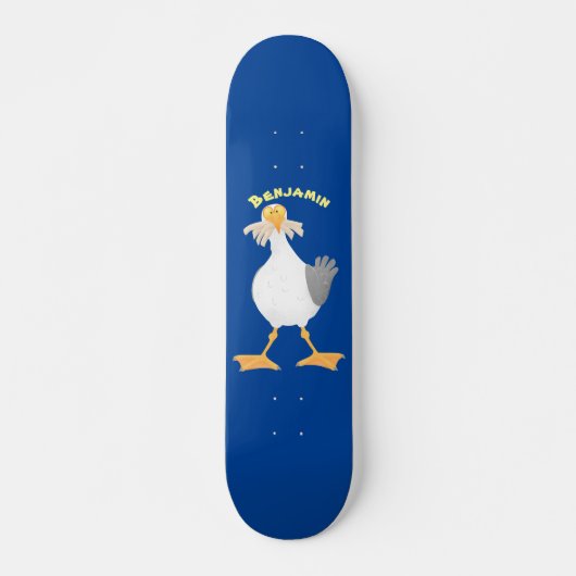 Skateboard Mouette drôle avec frites dessin animé (Devant)