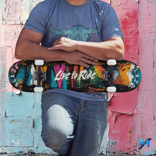 Skateboard Mountain Abstract Graffiti - Devise Vivez pour Rou