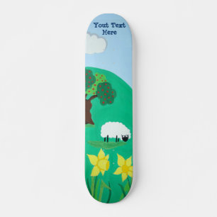 Skateboard moutons drôles frôlant l'illustration pittoresqu