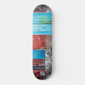 Skateboard Mur, porte et fenêtre rouge, bleu et gris (Recto)