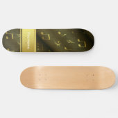 Skateboard musique, note, partition, or, bannière, modèle, (Horz)