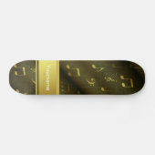 Skateboard musique, note, partition, or, bannière, modèle, (Horz)