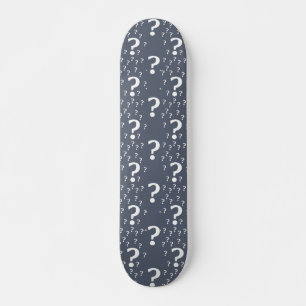 Skateboard Mystère question marque énigme puzzle bleu-gris